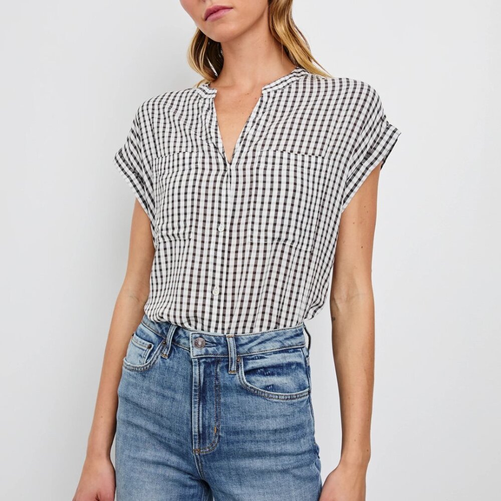 Rails Black Gingham Mel Button Up‎ Short Sleeve T… - image 1